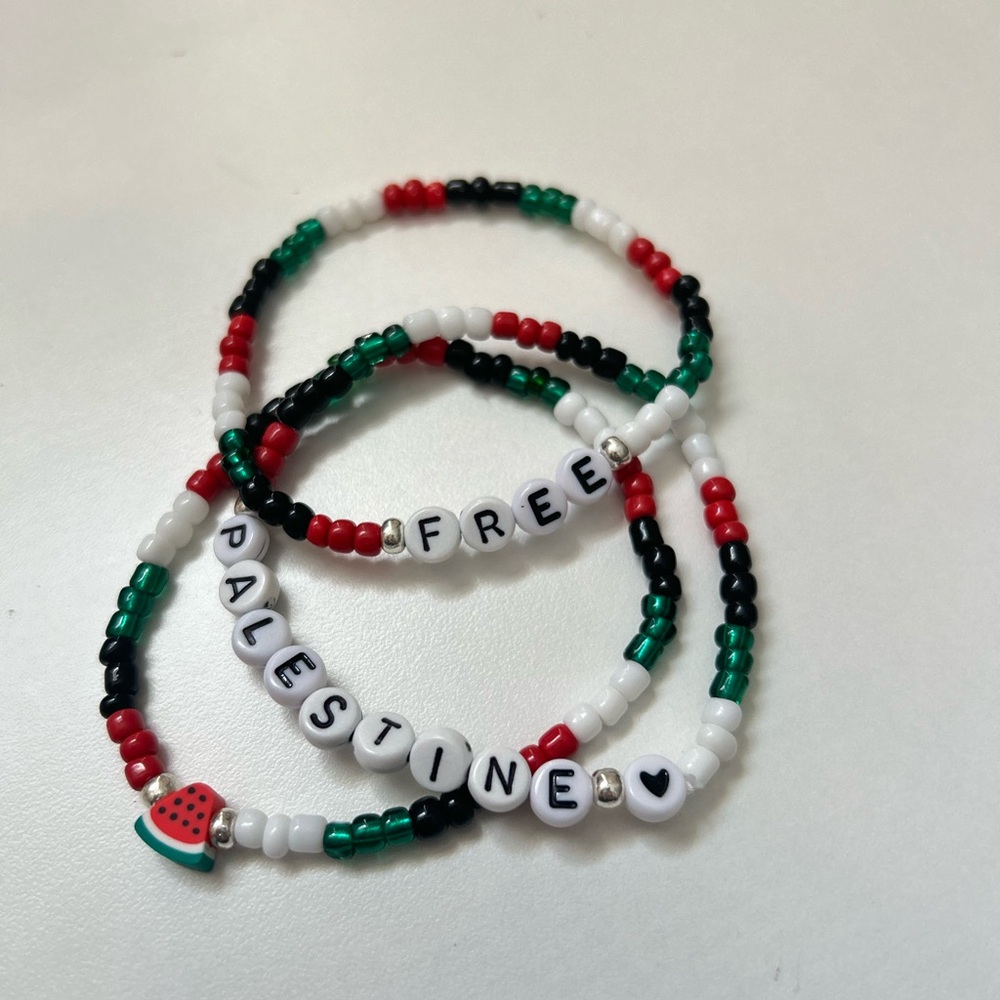 Free Palestine beaded bracelet set